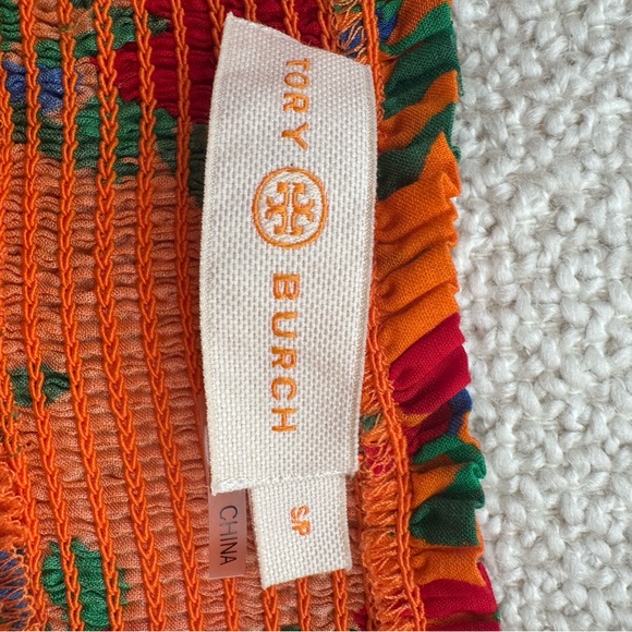 Tory Burch Orange Floral Midi Dress with Multicolor Print - Picture 4 of 4